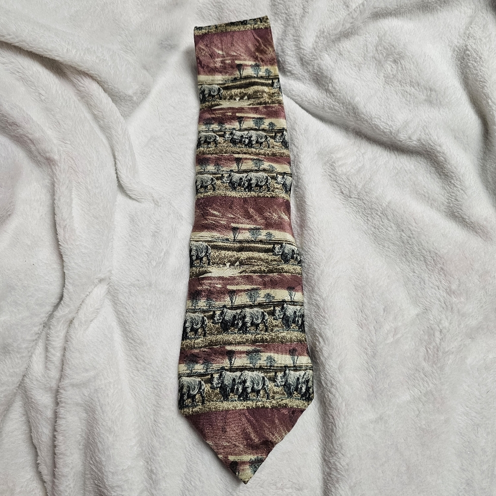 Endangered Species 100% Silk Elephant Tie